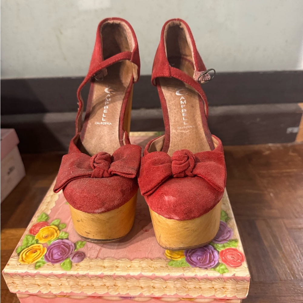 Jeffrey Campbell Red Suede Platform Shoe